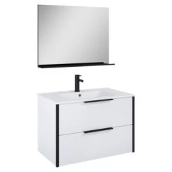 Atlantic Badmeubelset Aria met Spiegel En Witte wastafel 80cm Mat Wit