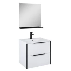 Atlantic Badmeubelset Aria met Spiegel En Witte wastafel 60cm Mat Wit