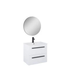 Atlantic Badmeubelset Stella Met spiegel En Witte wastafel 60cm Mat Wit