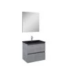 Atlantic Badmeubelset Heon met Spiegel En Zwarte Wastafel 60cm Beton -Badkamer Verkoop 123 84