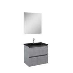 Atlantic Badmeubelset Heon met Spiegel En Zwarte Wastafel 60cm Beton