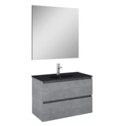 Atlantic Badmeubelset Heon met Spiegel En Zwarte Wastafel 80cm Beton