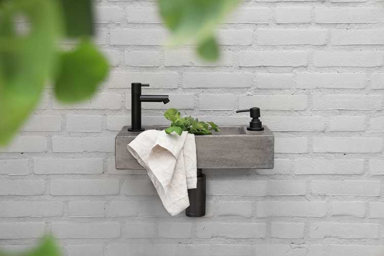 Badkamer Verkoop -Badkamer Verkoop handenwasserset sara 42x18 5x9cm beton zwart 109267 02